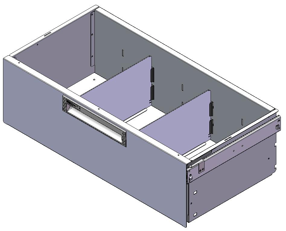 SCHUBLADE 715X350 H200 MIT 2 TRENNWXNDEN  + ANTIRUTSCHMATTE + SCHIENENPAAR