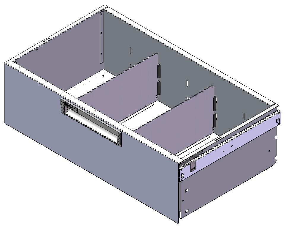 SCHUBLADE 715X400 H200 MIT 2 TRENNWXNDEN  + ANTIRUTSCHMATTE + SCHIENENPAAR