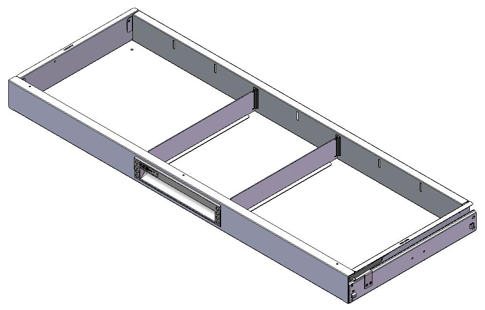 SCHUBLADE 900X350 H66 MIT 2 TRENNWXNDEN  + ANTIRUTSCHMATTE + SCHIENENPAAR