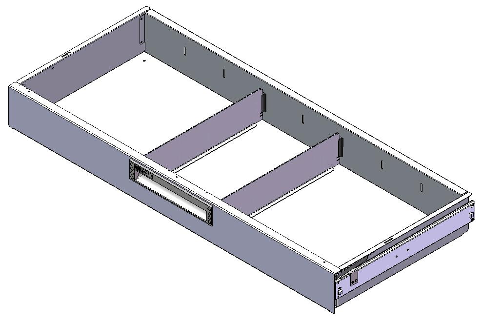SCHUBLADE 900X400 H100 MIT 2 TRENNWXNDEN  + ANTIRUTSCHMATTE + SCHIENENPAAR