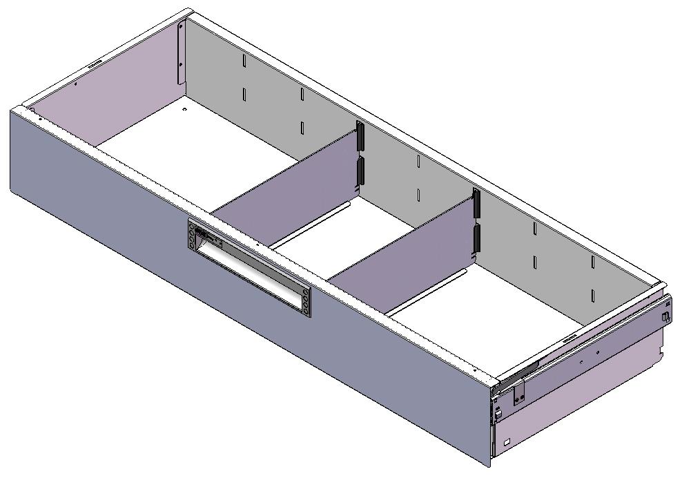 SCHUBLADE 900X350 H130 MIT 2 TRENNWXNDEN  + ANTIRUTSCHMATTE + SCHIENENPAAR