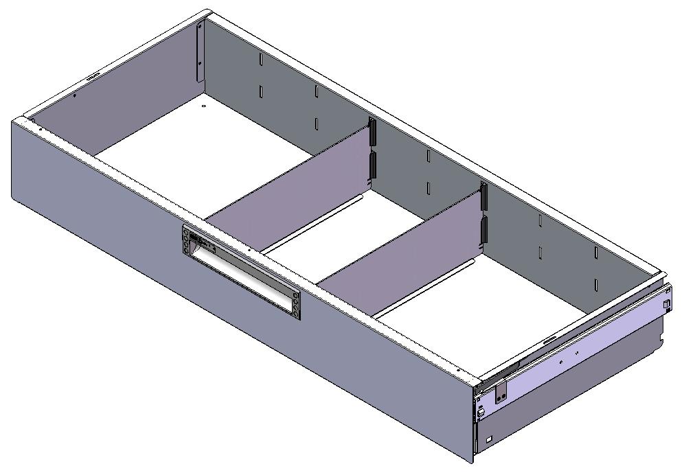 SCHUBLADE 900X400 H130 MIT 2 TRENNWXNDEN  + ANTIRUTSCHMATTE + SCHIENENPAAR