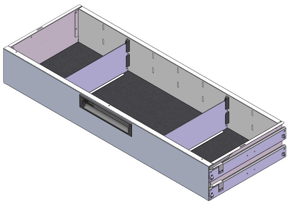 SCHUBLADE 900X350 H130 MIT 2 TRENNWXNDEN  + ANTIRUTSCHMATTE 2 SCHIENEN PAAR