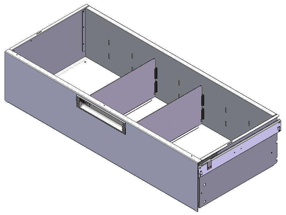 SCHUBLADE 900X400 H200 MIT 2 TRENNWXNDEN  + ANTIRUTSCHMATTE + SCHIENENPAAR