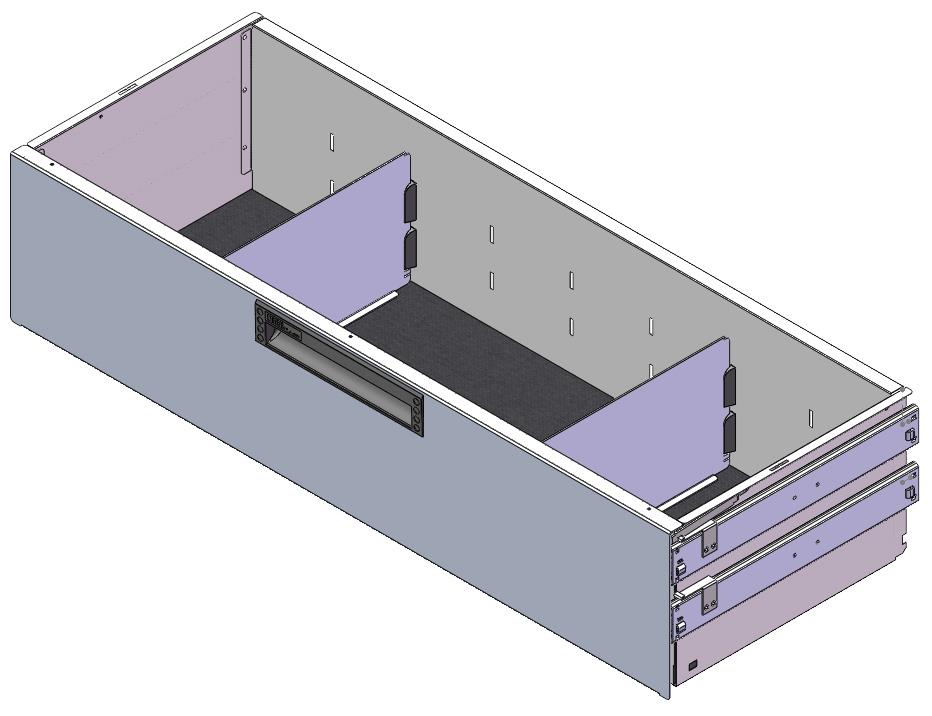 SCHUBLADE 900X350 H200 MIT 2 TRENNWXNDEN  + ANTIRUTSCHMATTE 2 SCHIENENPAAR