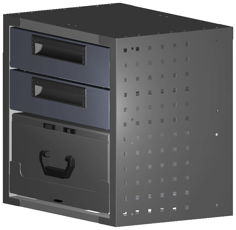 SCHUBKASTEN 507X483X360 MIT 1 TABLAR INKL. 1 KOFFER 17300 + 2 SCHUBL.H100