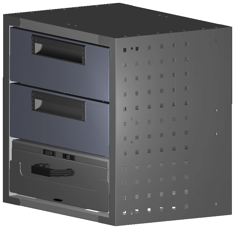 SCHUBKASTEN 507X483X360 MIT 1 TABLAR INKL. 1 KOFFER 10048 + 2 SCHUBL.H130