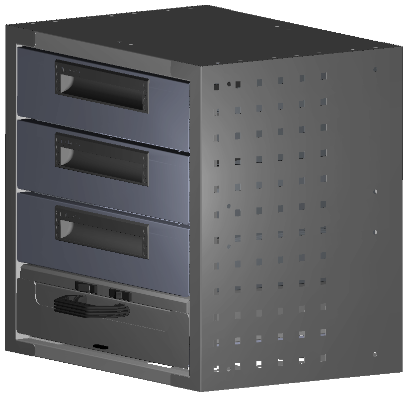 SCHUBKASTEN 507X483X360 MIT 1 TABLAR INKL. 1 KOFFER 6623 + 3 SCHUBL.H100