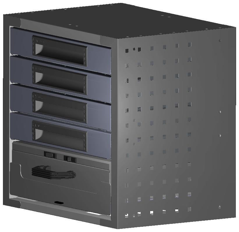 ALU SCHUBKASTEN 507X483X360 MIT 1 TABLAR INKL. 1 KOFFER 10040 + 4 SCHUBL.H66