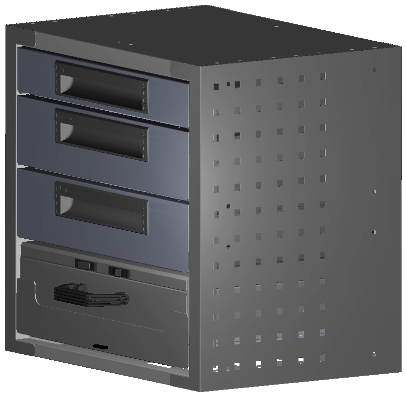 ALU SCHUBKASTEN 507X483X360 MIT 1 TABLAR INKL. 1 KOFFER 10036 + 2 SCHUBL.H100 + 1 SCHUBL.H66