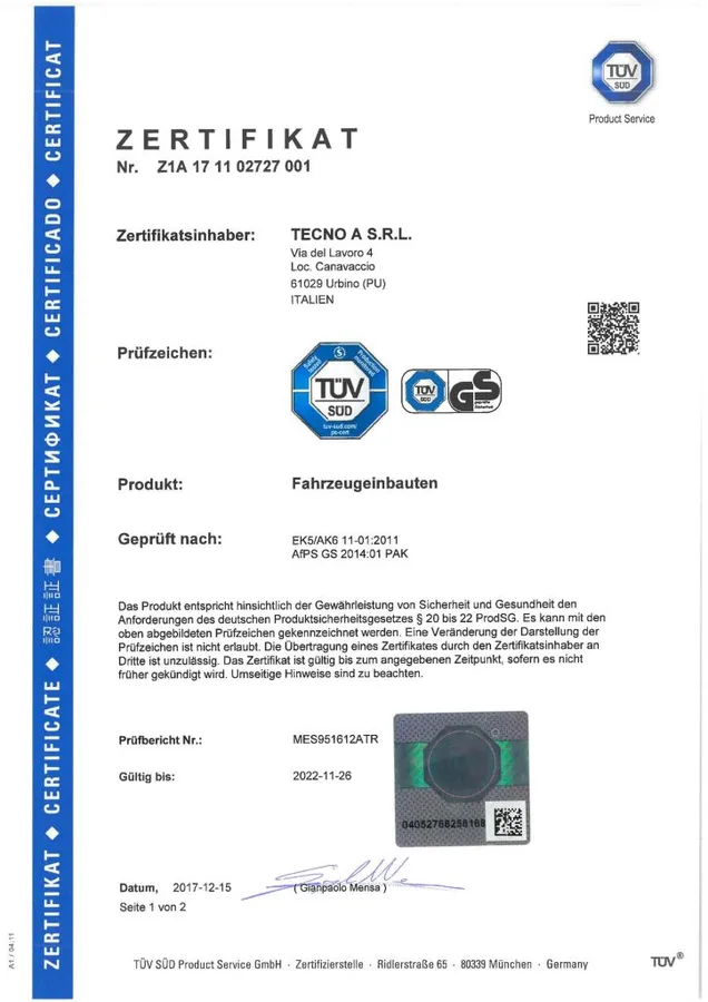 TÜV GS Zertifikat für geprüfte Sicherheit