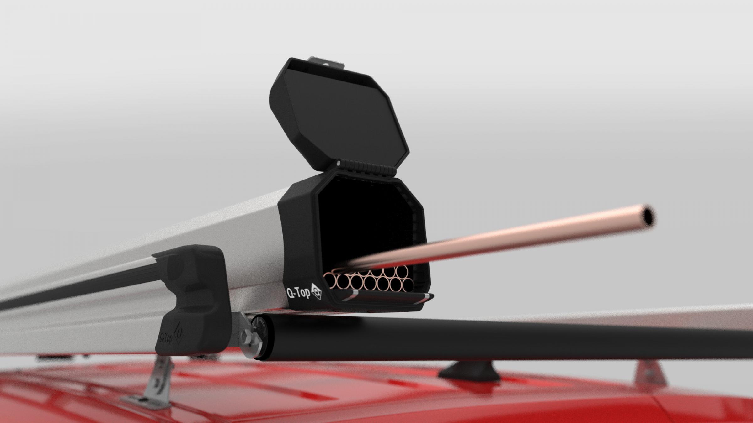 Q-Top Carry-System Tube Laderohr auf dem Dachträger eines Nutzfahrzeugs